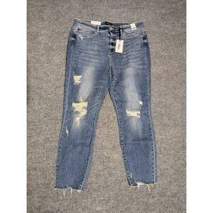 Judy Blue Jeans Womens 15/32 Relaxed Fit High Rise Distressed Denim